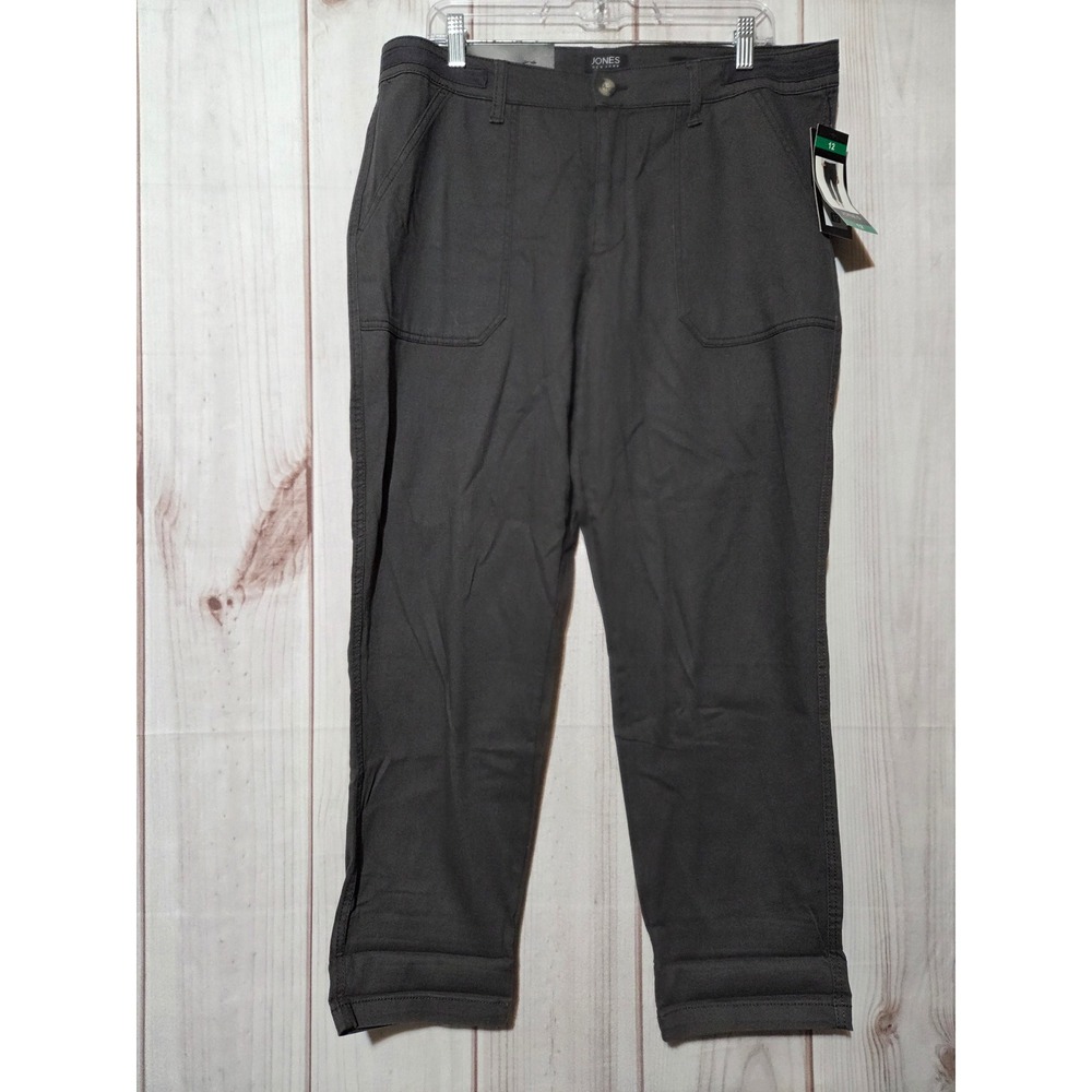 Jones New York The Chino Pants Womens 12 Dark Gray Charcoal Straight Leg New